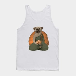 meditating pug with lotus flower 1 Tank Top